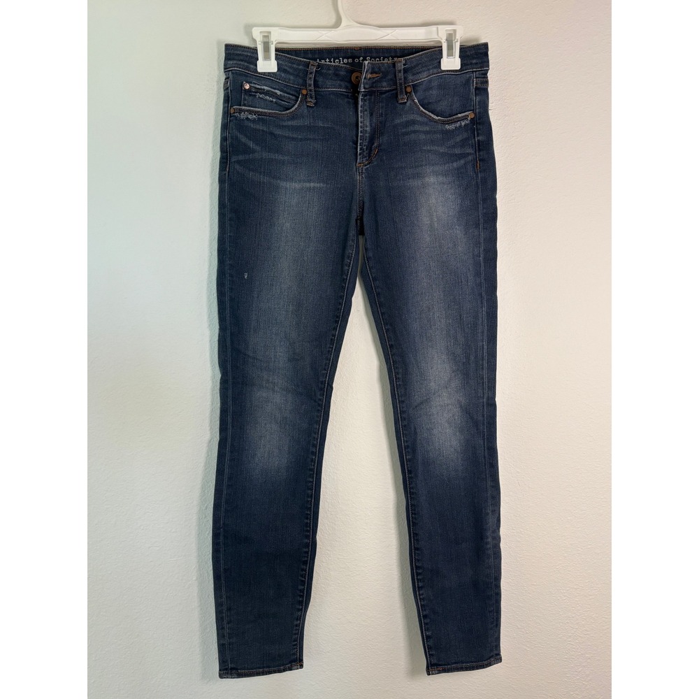 Articles of Society Sarah Skinny Jeans Dark Wash Denim Size 28 Distressed